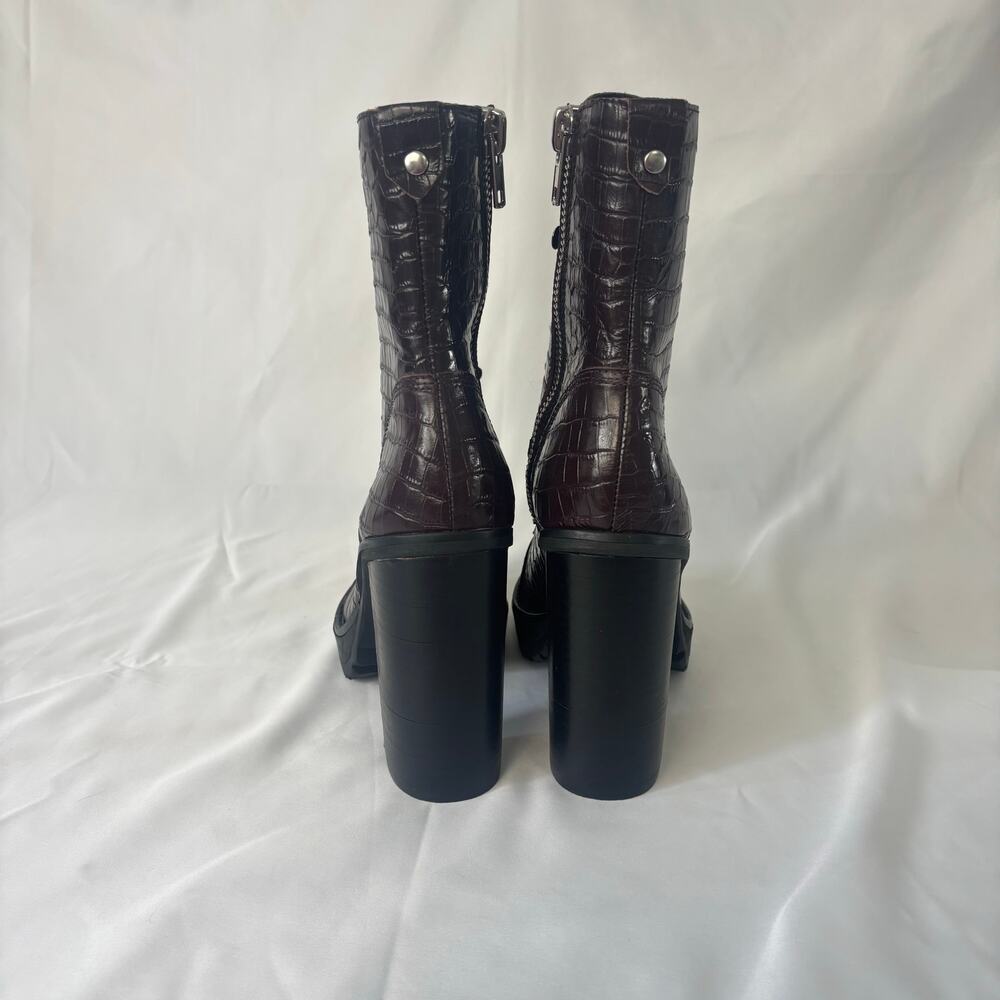 Winnie Harlow x Steve Madden LisaLove Croc Embossed Platform Lace-Up Boots 8.5 - Picture 6 of 10